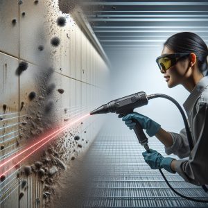 Laser cleaning for removing contaminants from indoor surfaces